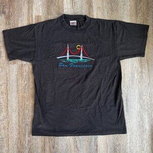 Vintage San Francisco Embroidered T Shirt Oneita Large